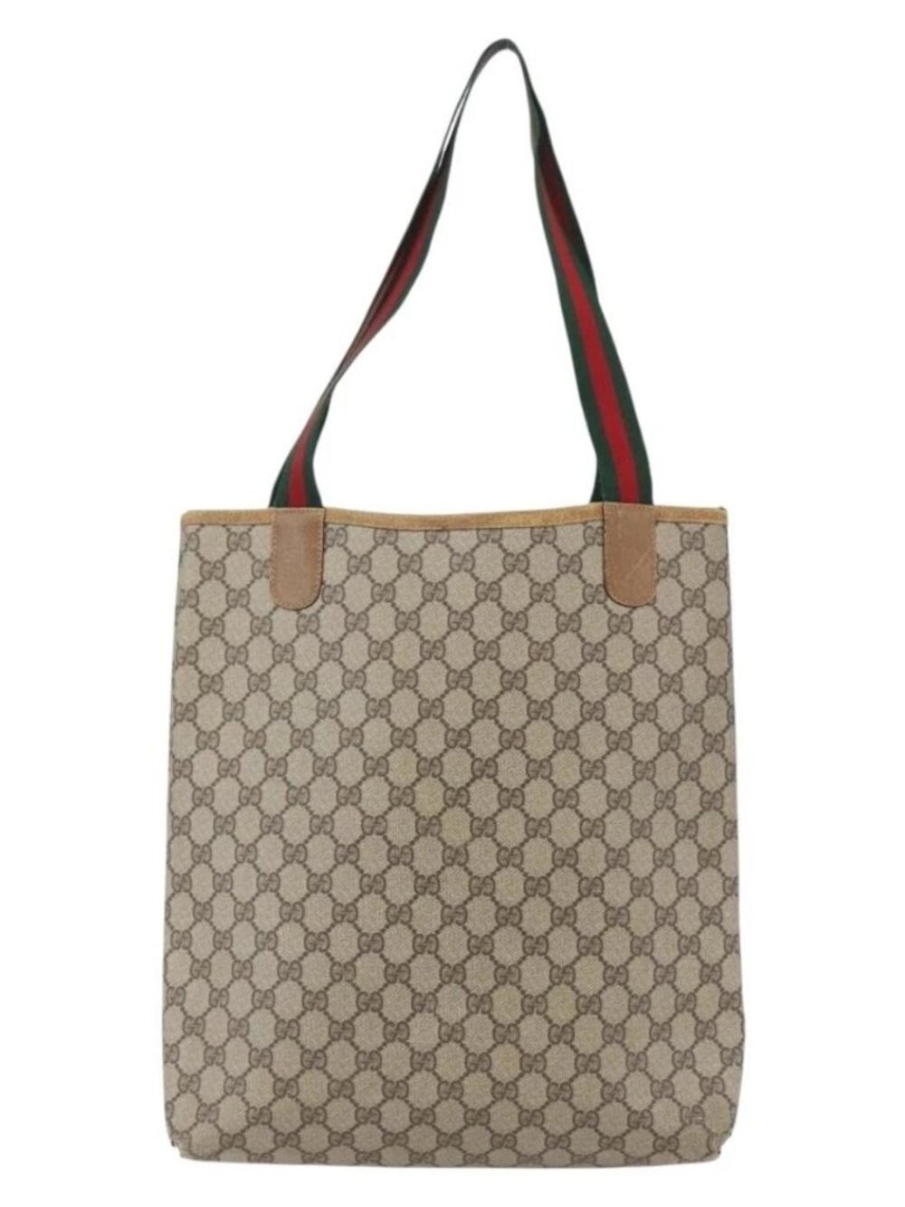 GUCCI GG Supreme Web Sherry Line Tote Bag PVC Beige Gold 40 02 003 Auth bs33280 - Picture 3 of 15
